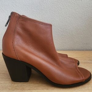 Kelsi Dagger Womens Ankle Boots Open Toe Back Zip Heels Leather Brown Size 7M